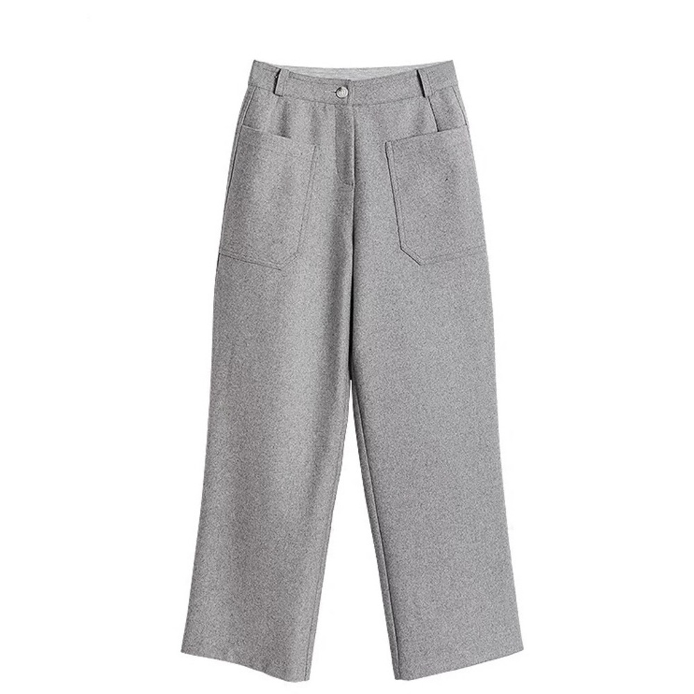 Wool straight leg pants